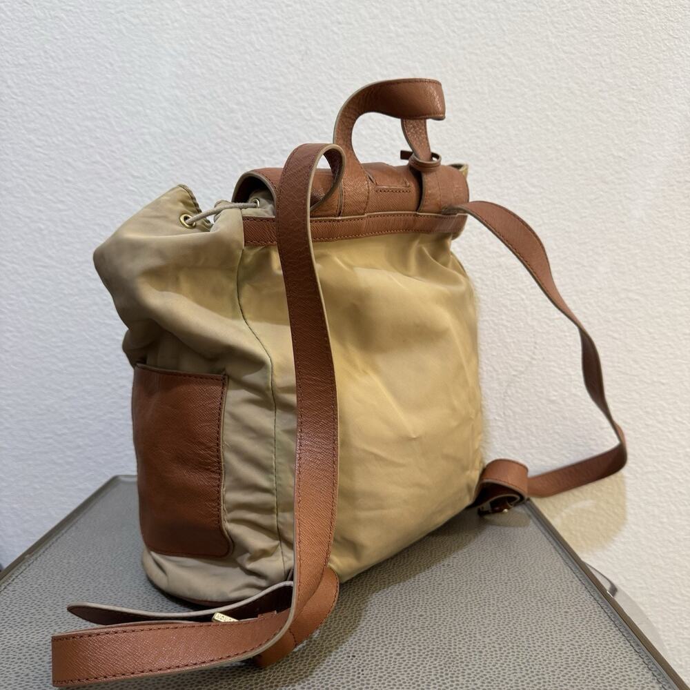Tory Burch Penn Backpack Tan Nylon Brown PU Leather Pockets Handbag Purse - Picture 14 of 16